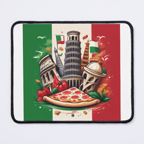 Item preview, Italian Flag with Landmarks and Pizza Artwork designed and sold by RaiyaTees.