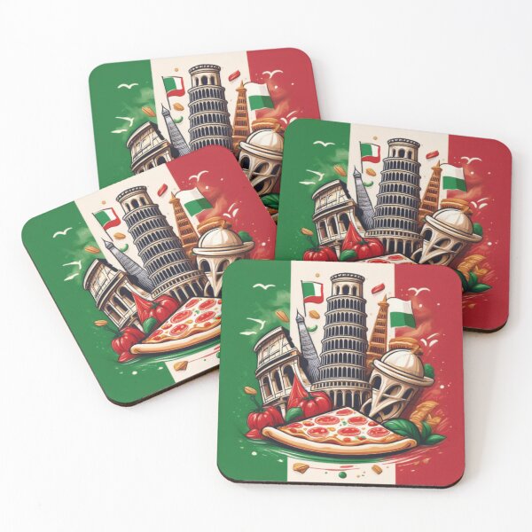 Item preview, Italian Flag with Landmarks and Pizza Artwork designed and sold by RaiyaTees.