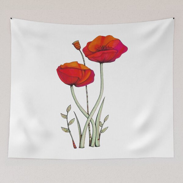 Item preview, Poppy Flowers - White designed and sold by ilovestudiostic.