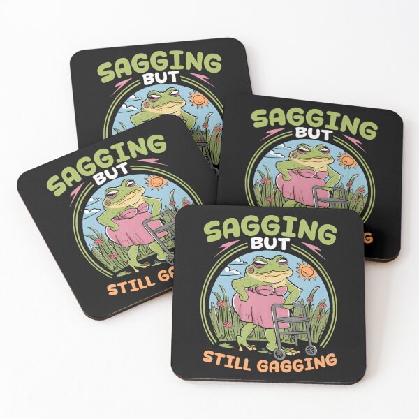 Item preview, Groovy Sagging But Still Gagging Frog Meme Quote Saying designed and sold by DreamyNature.