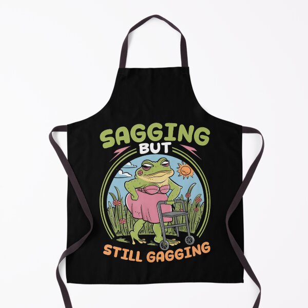 Item preview, Groovy Sagging But Still Gagging Frog Meme Quote Saying designed and sold by DreamyNature.