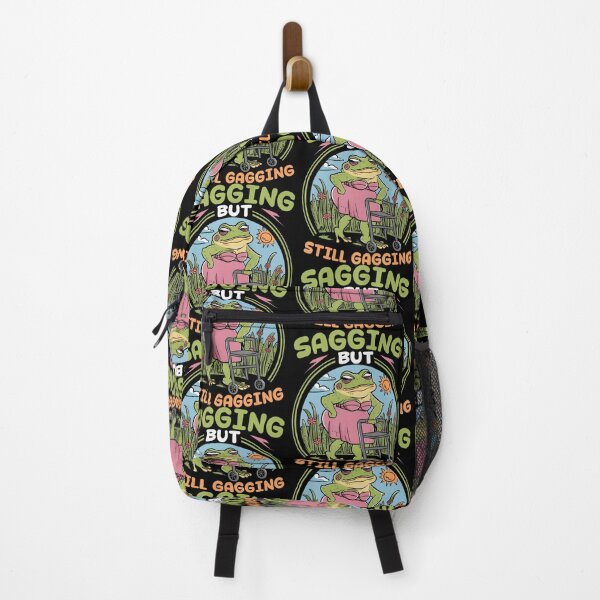 Item preview, Groovy Sagging But Still Gagging Frog Meme Quote Saying designed and sold by DreamyNature.