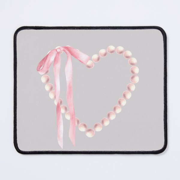 Item preview, pearl heart with pink bow. Watercolor hand drawn illustration. Coquette girl style designed and sold by BartolArt.