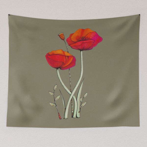 Item preview, Poppy Flowers - Army Green Dark designed and sold by ilovestudiostic.