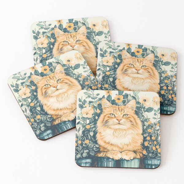 Item preview, Ginger Tabby Cat Surrounded by Blooming Beauty designed and sold by PurrGreen.