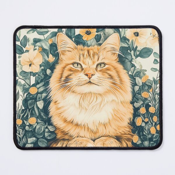 Item preview, Ginger Tabby Cat Surrounded by Blooming Beauty designed and sold by PurrGreen.