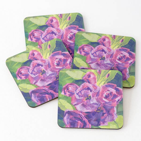 Item preview, Red climbing roses bush painted plein air with gouache designed and sold by vanderkat.