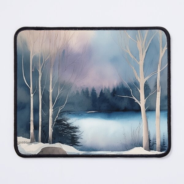 Item preview, Forest Lake in Winter Landscape Watercolor Painting | Watercolor Landscape | Watercolor Art | Watercolor Scenery designed and sold by UnhingedBird.