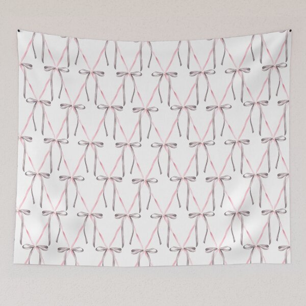 Item preview, Grey and Pink bows seamless pattern Watercolor ribbon, Girl coquette diamond lattice design illustration designed and sold by BartolArt.