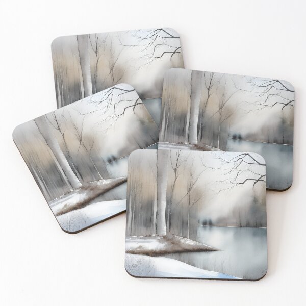 Item preview, Forest Lake in Winter Landscape Watercolor Painting | Watercolor Landscape | Watercolor Art | Watercolor Scenery designed and sold by UnhingedBird.