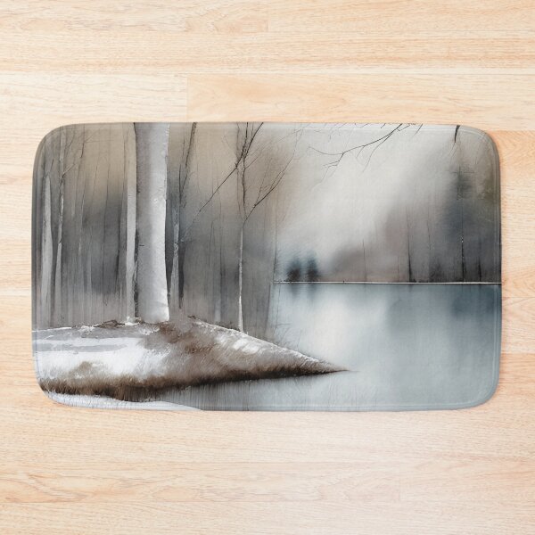 Item preview, Forest Lake in Winter Landscape Watercolor Painting | Watercolor Landscape | Watercolor Art | Watercolor Scenery designed and sold by UnhingedBird.