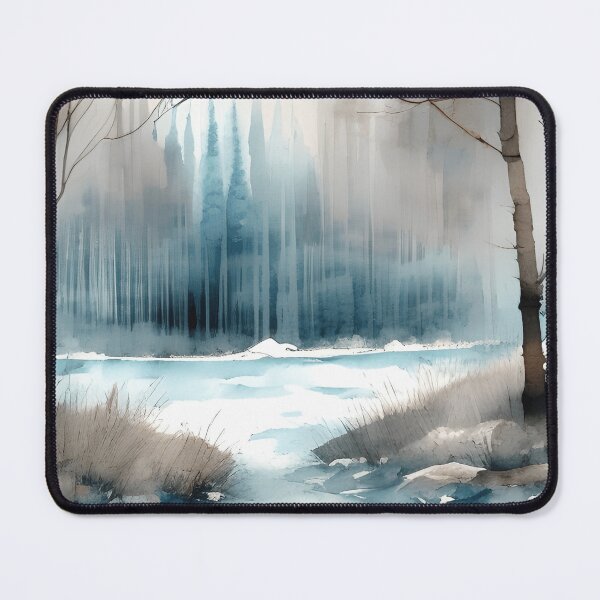 Item preview, Forest Lake in Winter Landscape Watercolor Painting | Watercolor Landscape | Watercolor Art | Watercolor Scenery designed and sold by UnhingedBird.