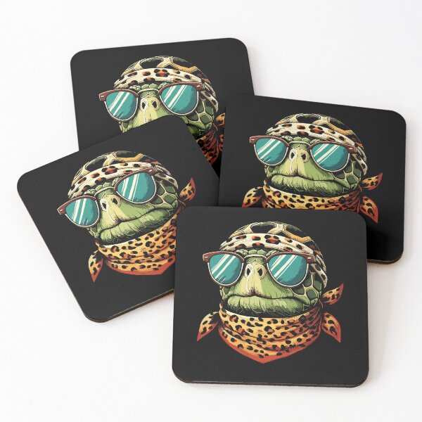 Item preview, Tortoise Turtle Wearing Leopard Scarf Wearing Sunglasses designed and sold by Artistoos.