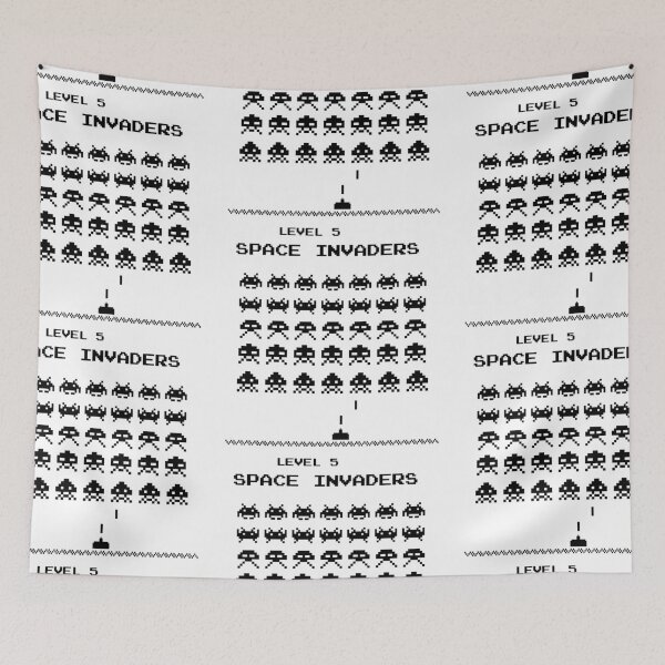 Item preview, Space invaders game (black) designed and sold by KetiaArtWorld.