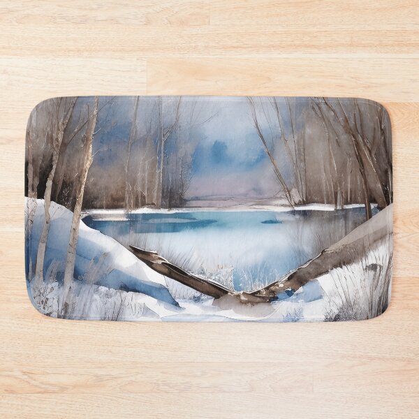 Item preview, Forest Lake in Winter Landscape Watercolor Painting | Watercolor Landscape | Watercolor Art | Watercolor Scenery designed and sold by UnhingedBird.