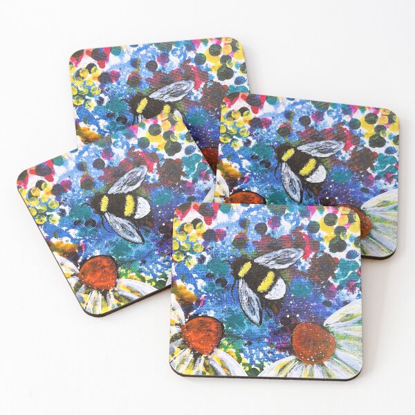 Item preview, Bumble bee with wild strawberry designed and sold by sarahheatherART.