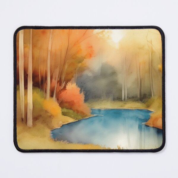 Item preview, Forest Lake in Autumn Landscape Watercolor Painting | Watercolor Landscape | Watercolor Art | Watercolor Scenery designed and sold by UnhingedBird.