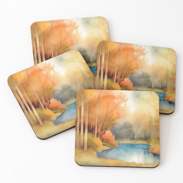 Item preview, Forest Lake in Autumn Landscape Watercolor Painting | Watercolor Landscape | Watercolor Art | Watercolor Scenery designed and sold by UnhingedBird.