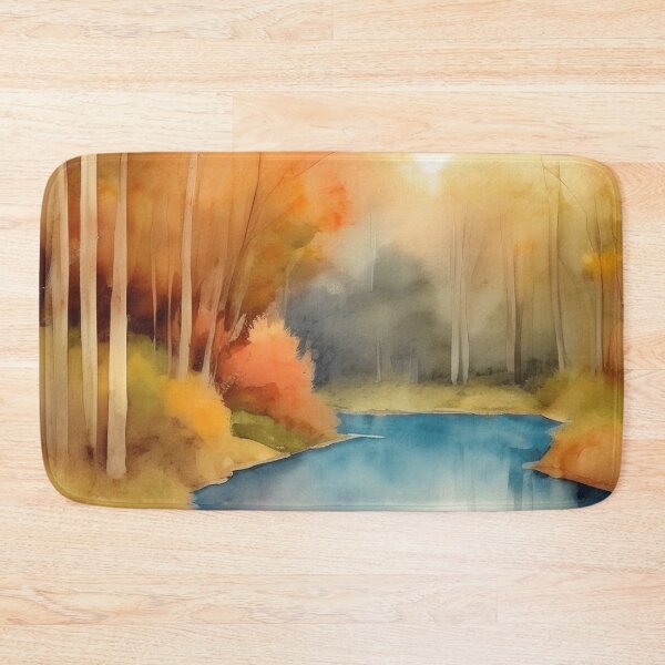 Item preview, Forest Lake in Autumn Landscape Watercolor Painting | Watercolor Landscape | Watercolor Art | Watercolor Scenery designed and sold by UnhingedBird.