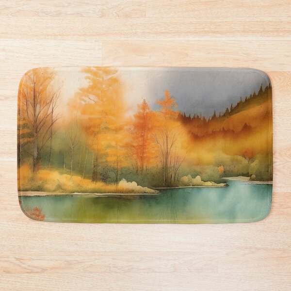 Item preview, Forest Lake in Autumn Landscape Watercolor Painting | Watercolor Landscape | Watercolor Art | Watercolor Scenery designed and sold by UnhingedBird.