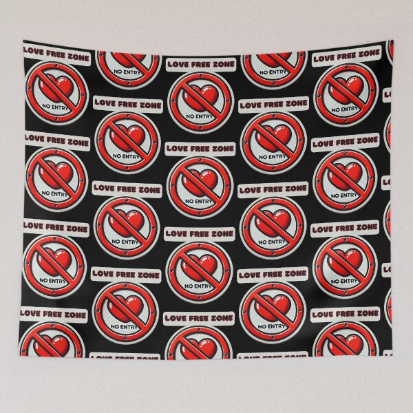 Item preview, Love Free Zone - Anti-Love Humor Design designed and sold by Dantin.