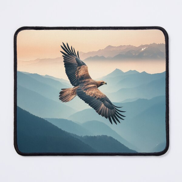 Item preview, Golden Eagle Soaring Over Majestic Mountain Range at Sunrise designed and sold by VisualArtsOasis.
