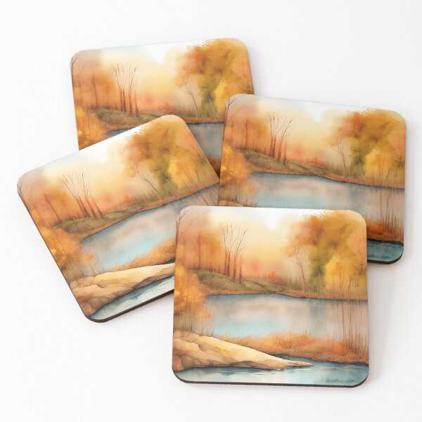 Item preview, Forest Lake in Autumn Landscape Watercolor Painting | Watercolor Landscape | Watercolor Art | Watercolor Scenery designed and sold by UnhingedBird.