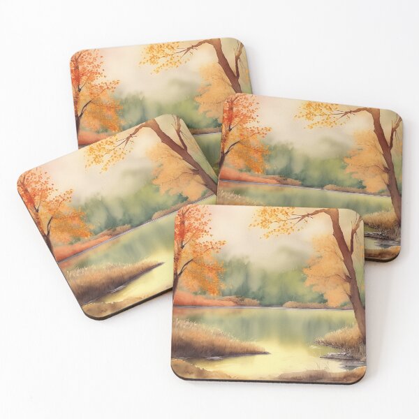 Item preview, Forest Lake in Autumn Landscape Watercolor Painting | Watercolor Landscape | Watercolor Art | Watercolor Scenery designed and sold by UnhingedBird.