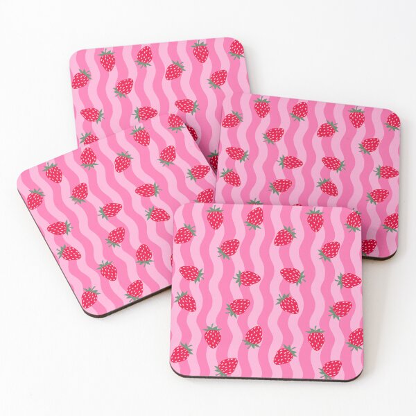 Item preview, Strawberry Pattern on Pink Wiggly Wavy Stripes designed and sold by OneThreeSix.
