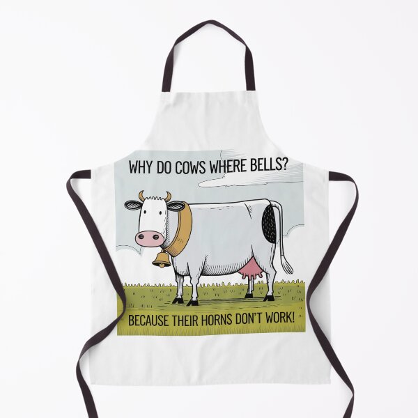 Item preview, Why Do Cows Wear Bells? Because Their Horns Don't Work!, cows, cowbell, horn, funnyfits70, Humor, Funny, retro, vintage, funny quotes, animal humor, designed and sold by FunnyFits70.