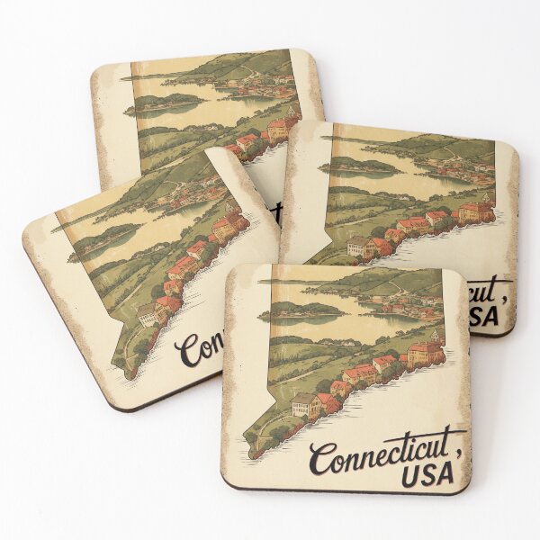 Item preview, Connecticut USA Vintage Travel Retro Postcard Design designed and sold by TravelPostcardGems.