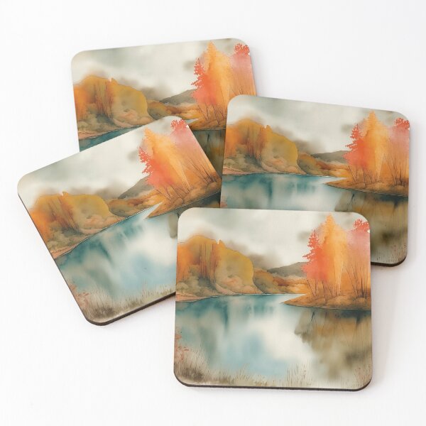 Item preview, Forest Lake in Autumn Landscape Watercolor Painting | Watercolor Landscape | Watercolor Art | Watercolor Scenery designed and sold by UnhingedBird.