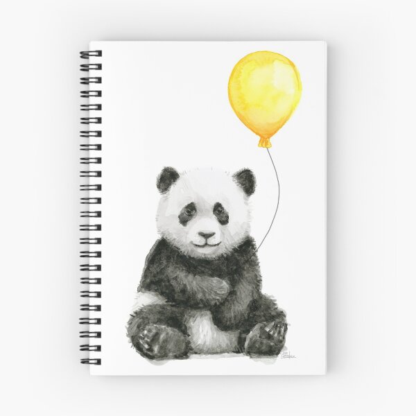 Artikelvorschau, Baby Panda mit gelbem Ballon wunderliches Aquarelltier entworfen und verkauft von Olga Shvartsur.