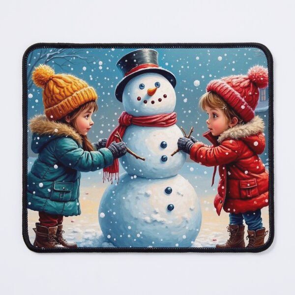 Item preview, Kids Making a Snowman designed and sold by M-Y-A-R-T-.