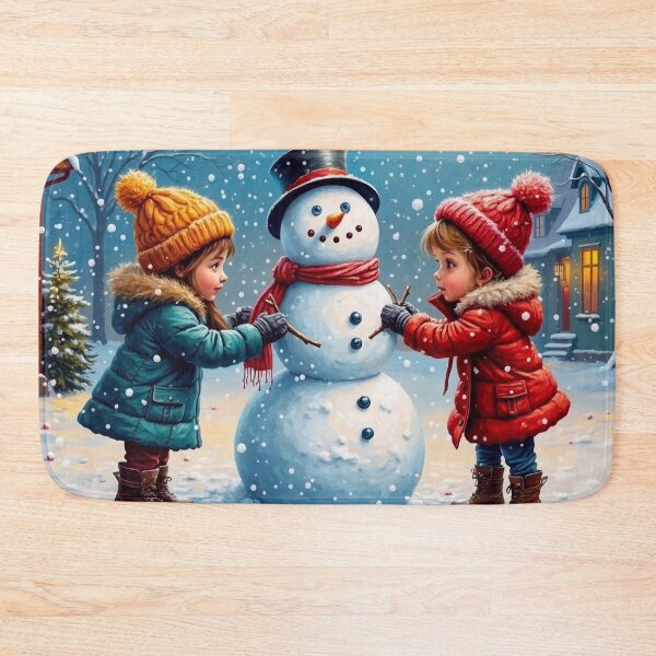 Item preview, Kids Making a Snowman designed and sold by m-y-A-I-A-R-T-.