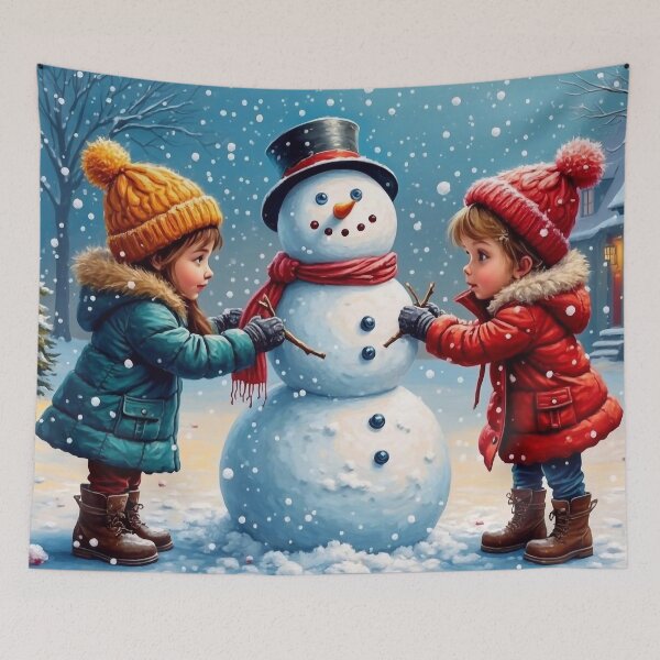 Item preview, Kids Making a Snowman designed and sold by M-Y-A-R-T-.
