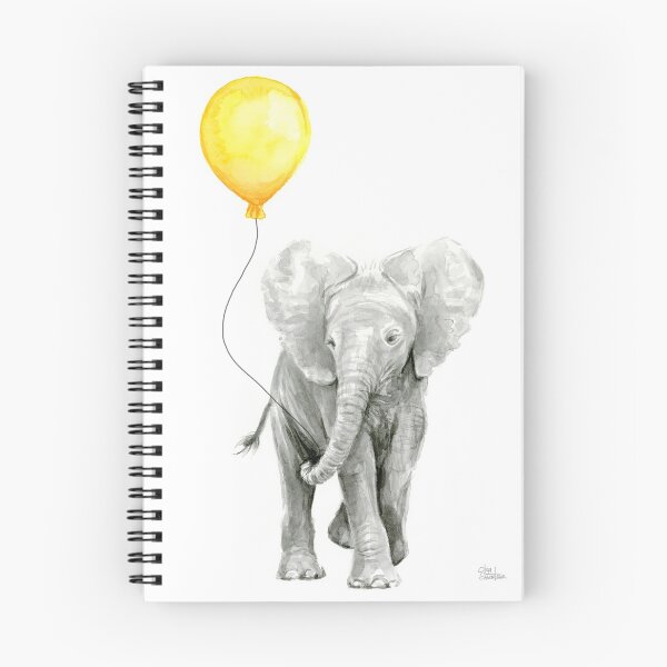 Item preview, Elephant Baby Watercolor with Yellow Balloon designed and sold by Olga Shvartsur.