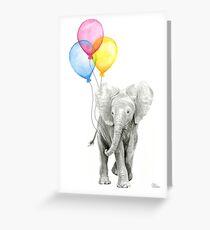 Baby Elephant Nursery Animal Art Watercolor Greeting Card