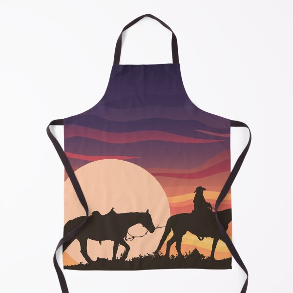 Item preview, Cowboy with his horses in sunset designed and sold by ArsyCreation.
