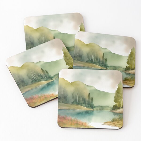 Item preview, Forest Lake in Summer Landscape Watercolor Painting | Watercolor Landscape | Watercolor Art | Watercolor Scenery designed and sold by UnhingedBird.