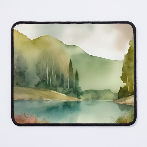 Item preview, Forest Lake in Summer Landscape Watercolor Painting | Watercolor Landscape | Watercolor Art | Watercolor Scenery designed and sold by UnhingedBird.