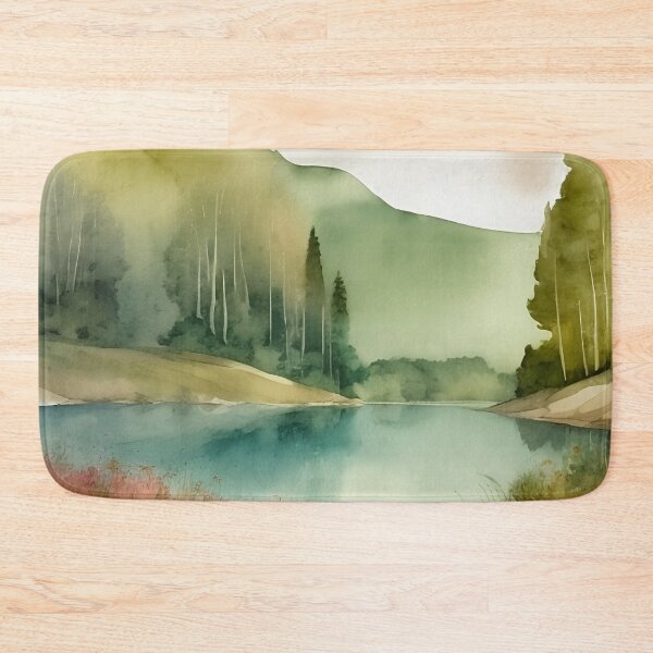 Item preview, Forest Lake in Summer Landscape Watercolor Painting | Watercolor Landscape | Watercolor Art | Watercolor Scenery designed and sold by UnhingedBird.