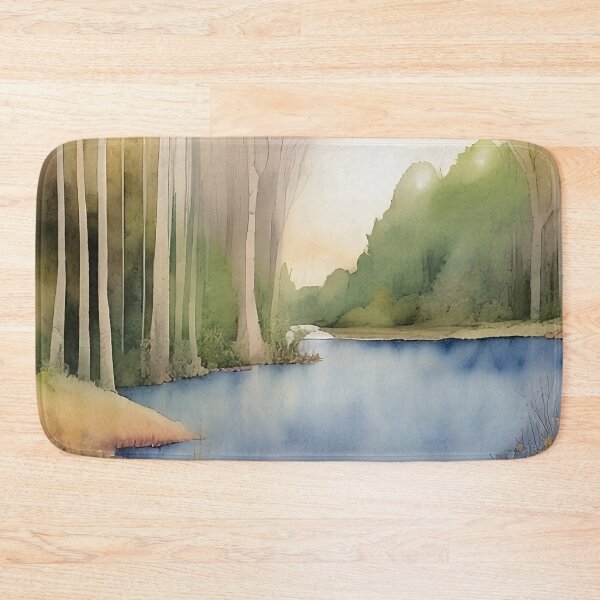 Item preview, Forest Lake in Summer Landscape Watercolor Painting | Watercolor Landscape | Watercolor Art | Watercolor Scenery designed and sold by UnhingedBird.