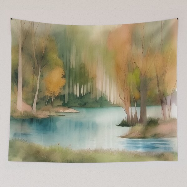 Item preview, Forest Lake in Summer Landscape Watercolor Painting | Watercolor Landscape | Watercolor Art | Watercolor Scenery designed and sold by UnhingedBird.