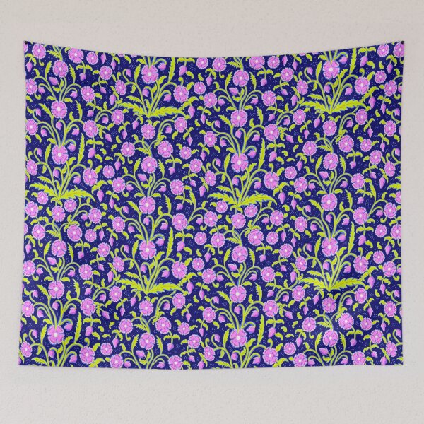 Item preview, Flowers - neon botanical arabesque with dots designed and sold by colorofmagic.