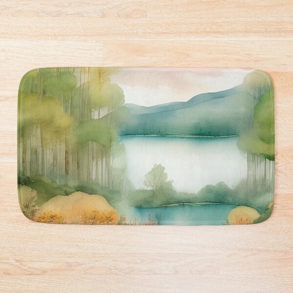 Item preview, Forest Lake in Summer Landscape Watercolor Painting | Watercolor Landscape | Watercolor Art | Watercolor Scenery designed and sold by UnhingedBird.