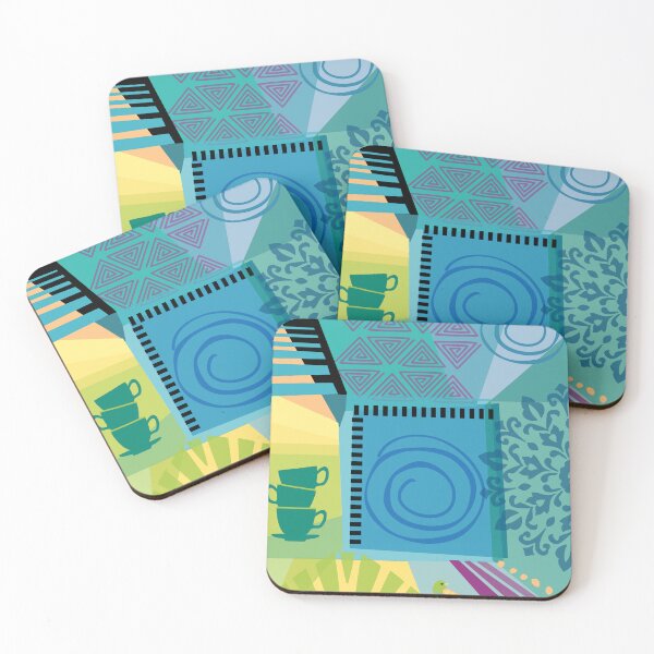 Item preview, Abstract Color Collage with Teacups designed and sold by Barbara Pixton.