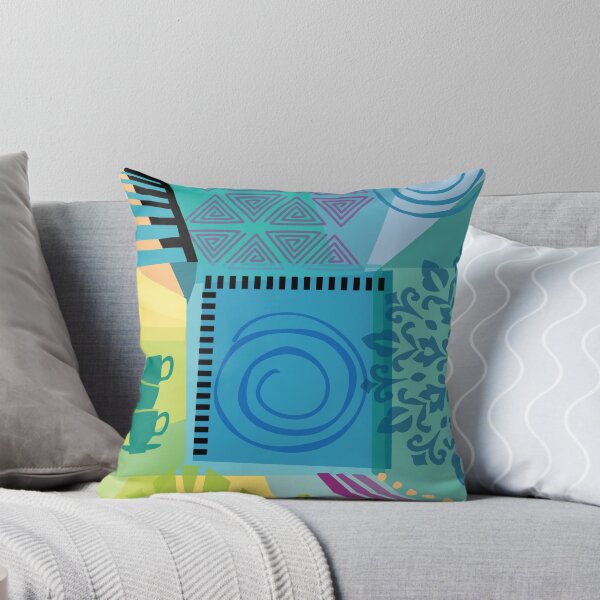 Item preview, Abstract Color Collage with Teacups designed and sold by Barbara Pixton.