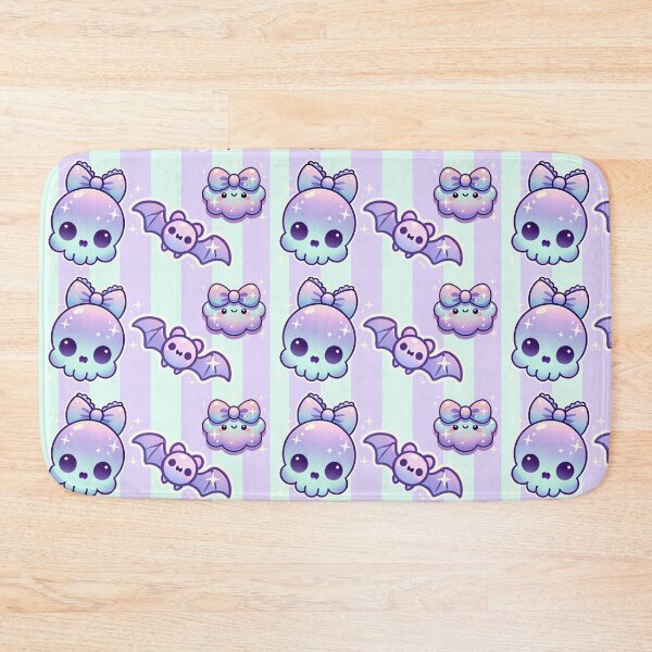 Item preview, Pastel Goth Stripes - Kawaii Skull & Bat  designed and sold by ToxxicApple.