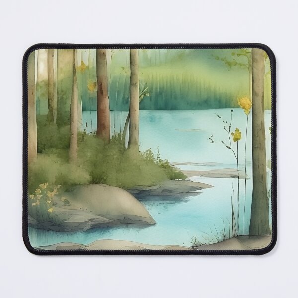 Item preview, Forest Lake in Summer Landscape Watercolor Painting | Watercolor Landscape | Watercolor Art | Watercolor Scenery designed and sold by UnhingedBird.